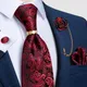 Luxry Tie Red Paisley Black Men's Ties Wedding Accessories Neck Tie Handkerchief Cufflinks Lapel Pin