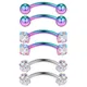 WKOUD 1-6PCS 16G 3/8" (10MM) Stainless Steel CZ/Gems/Ball Curved Barbell Eyebrow Tragus Lip Belly