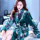 Winter Warm Women Robes Coral Fleece Sleepwear Female Kimono Print Floral Nightdress Dressing Gown