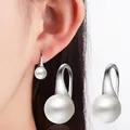 Elegant 925 Silver Needle Big Clear Freshwater Pearl Earrings Round Sterling Pearl Earrings Jewelry