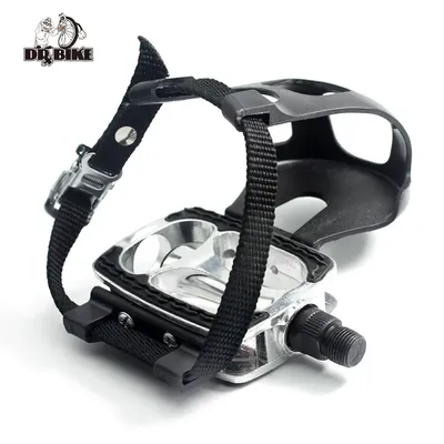 9/16 " Inch Road Bike Pedals with Straps for Exercise Bike Spin Bike Pedals with Toe Clips Strap