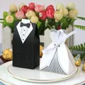 50/100pcs Bride And Groom Wedding Favor And Gifts Bag Candy Box DIY With Ribbon Wedding Decoration