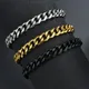 High Quality Stainless Steel Bracelets For Men Blank Color Punk Curb Cuban Link Chain Bracelets On