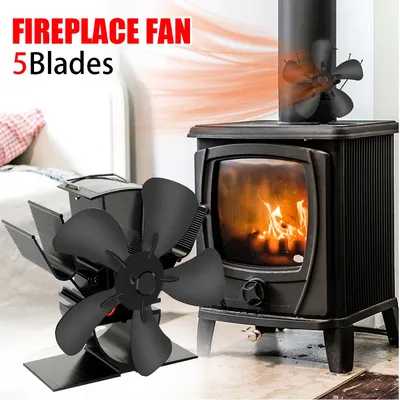 Mini Stove Fan Heat Powered Fireplace Fan Log Wood Burner Eco-fan Quiet 5 Blade Fireplace Fan Home Winter Warm Heat Distribution