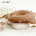 Child Pillow Newborn Sleep Support Concave Nursing Pillow Cute Bear Ear Design White Grid Newborn