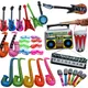 Inflatable Rock Star Toy Balloons Set Inflatable Guitar Piano Party Props for Concert Theme 80s