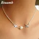 Btuamb Trendy Double Birds Simulated Pearl Necklaces for Women Collier Clavicle Chain Necklaces