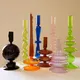Glass Candle Holders for Wedding Decoration Handmade Color Candlestick Holder Vase Table Centerpiece