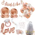 Rose Gold Bride To Be Letter Foil Ballon Bride Veil Sash Headband Wedding Decorations Bridal Shower