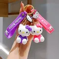 Kawaii Sanrio Hello Kitty Keychain Cartoon Doll Cute Kitty Pvc Key Chain Soft Rubber Car Key Ring