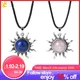 CSJA Vintage Sun Flower Pendant Natural Stone Crystal Necklace Genuine Round Amethysts Pink Quartz