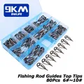 80Pcs Fishing Rod Guides Spinning Bait Casting Sea Fishing Rod Top Tips Guides Stainless Steel