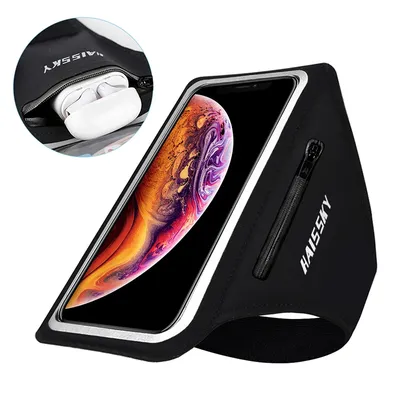 HAISSKY 6.5" Sports Armband Phone Case For iPhone 15 14 13 12 11 Pro Max 16 AirPods Pro Samsung S24 Xiaomi Gym Workout Arm Band