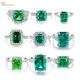 Wong Rain 100% 925 Sterling Silver Crushed Ice Cut Emerald High Carbon Diamond Gemstone Engagement