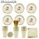 Chicinlife Gold Disposable Tableware Oh Baby Paper Plates Cups Napkins Birthday Party Cutlery Baby