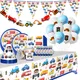 Engineering Car Party Decorations Construction Transport Vehicle Disposable Tableware Set Excavator
