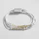 ALLYES Charm Two Tone Metal Tube Beads Bracelet Multilayer Silver Color Snake Chain Bangles