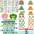 Cartoon Dinosaur Party Favors Dino Glasses/Tattoo Stickers/Headband/Clap Circle Toy Boys Birthday