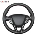 DIY Steering Wheel Cover Black Artificial Leather Car Steering Wheel Cover For Ford Fusion Mondeo