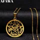 Tetragrammaton Pentagram Stainless Steel Necklace for Women Men Gold Color God Jehovah Hebrew Jewish