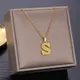 Stainless Steel Initial Necklaces For Women Men Gold Color Letter Necklace Pendant Jewelry Male