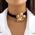 Ingemark Goth Elegant Black Korean Velvet Rose Flower Choker Necklace for Women Vintage Clavicle