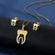 Fashion Dental Tooth Pendant Necklace Earring Jewelry Sets Stainless Steel Set for Women Dentist