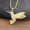 New Punk Style Cute Animal Bird Shape Shiny Crystal Zircon Pendant Gold Plated Necklace Women