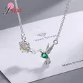 Fashion Hummingbird Necklace Women 925 Sterling Silver Cubic Zirconia Bird Animal Pendants Necklaces