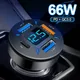 4 Ports Charger 66W Car Cigarette Lighter Charger Fast Charging PD3.0 USB C Car Phone Charger