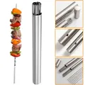 50Pcs Stainless Steel Barbecue Skewer Portable Reusable BBQ Skewers with Tube Kebab Iron Stick for