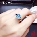 ZDADAN 925 Silver Blue Topaz Ring For Women Wedding Fashion Jewelry