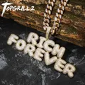 TOPGRILLZ Custom Name Bubble Letters Pendant Necklace Hip Hop Men's Personalized Jewelry Gold Silver