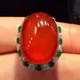 Natural chalcedony Positive red oval large egg face ring opening adjustable Chinese style peculiar