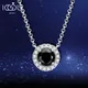 IOGOU Halo Diamond Pendant Necklace for Women Round Cut 1 Carat Black Moissanite Real 925 Sterling