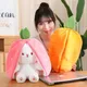 35cm Creative Funny Doll Carrot Rabbit Plush Toy Stuffed Soft Bunny Hiding in Strawberry Bag Toys