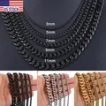 3-11mm Stainless Steel Necklace for Women Men Curb Cuban Link Chains Gold Silver Color Mens Chain