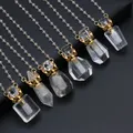 Natural Stone White Crystal Pendants Perfume Bottle Pendant for Jewelry Essential Oil Diffuser Reiki