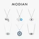 MODIAN 925 Sterling Silver Sexy Eyelash The Hand of Fatima Turquoise Pendant Lucky Blue Eye Necklace