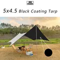 Black Coating Tarp Waterproof Large Black Coated Tarp Tent 5x4.5 Hexagon Camping Flysheet Outdoor