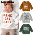 2022-08-27 Lioraitiin 0-3Years Infant Baby Boy Girl Casual Pullovers Long Sleeve Round Neck Letter