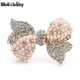 Wuli&baby Sparkling Rhinestone Pearl Bowknot Broocohes For Women Flower Weddings Party Office Brooch