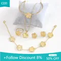 CDD New Gold Color Flower 5 Pcs/Set Earrings Ring Bracelet Necklace Brand Jewelry Sets for Women