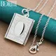 DOTEFFIL 925 Sterling Silver Square Photo Frame Necklace 16-30 Snake Chain For Women Man Fashion