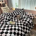 Checkerboard Bedding Set No Comforter Quilt Duvet Cover Pillowcase Flat Sheet Single Queen Size