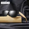 Fashionable Bamboo Wood Sunglasses Men Women Classic Square Vintage Driving Sun Glasses Black