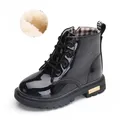 2023 New Winter Children Shoes PU Leather Waterproof Tide Boots Kids Snow Boots Brand Girls Boys