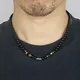 2023 Trendy Natural Tiger Eye Stone Beaded Necklace For Men Vintage Stainless Steel Geometric
