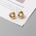 Tiny Metal Stud Earrings for Women Gold Color Twist Round Earrings Small Unusual Earrings boucles