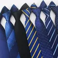 8CM polyester jacquard striped tie wholesale 7cm men's business tie casual red black blue
